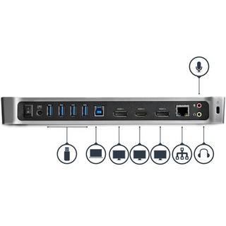 STARTECH.COM  Station d'Accueil USB 3.0 à 3 Écrans avec 2x 4K DisplayPort et HDMI - Hub USB-A à 5 Ports (1x Fast-Charge), Audio 3,5 mm, GbE - Docking Station Universelle USB Type-A pour PC Portable, Win/MacOS 