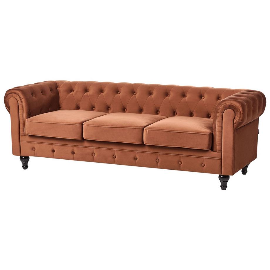 Beliani Canapé 3 places en Velours Traditionnel CHESTERFIELD  
