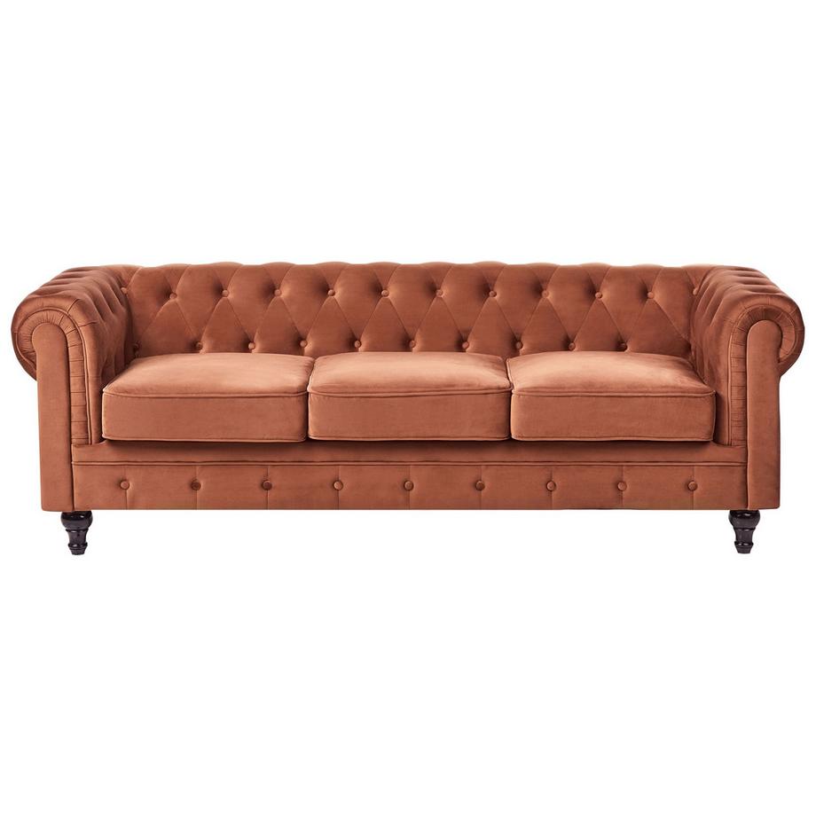 Beliani Canapé 3 places en Velours Traditionnel CHESTERFIELD  