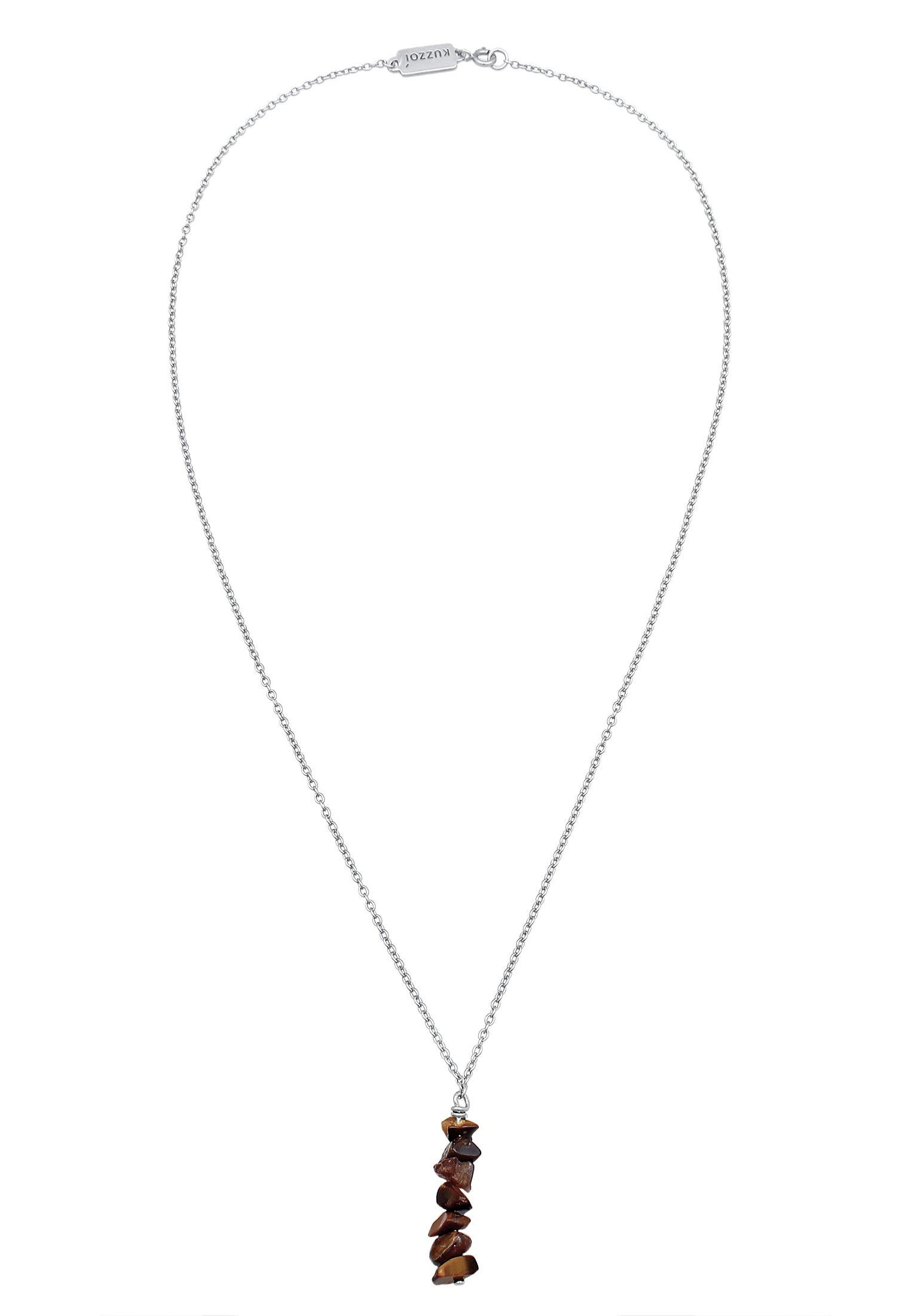 Kuzzoi  Halskette Tigerauge Edelstein Splitter 925 Silber 