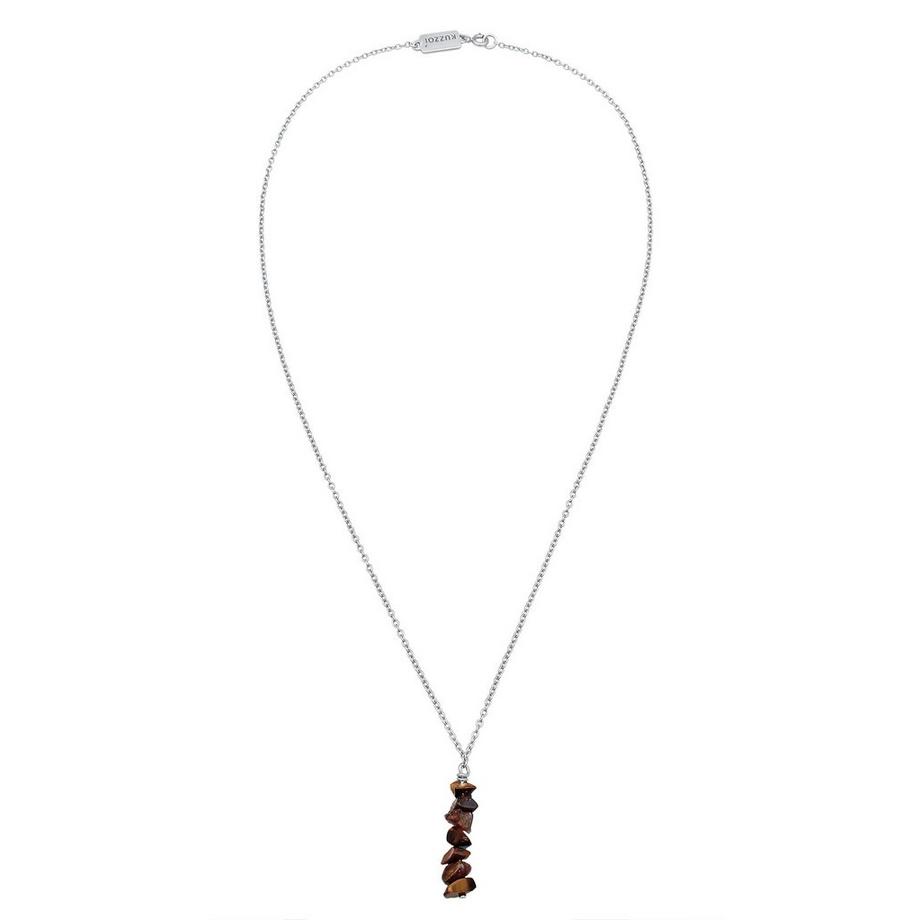 Kuzzoi  Halskette Tigerauge Edelstein Splitter 925 Silber 