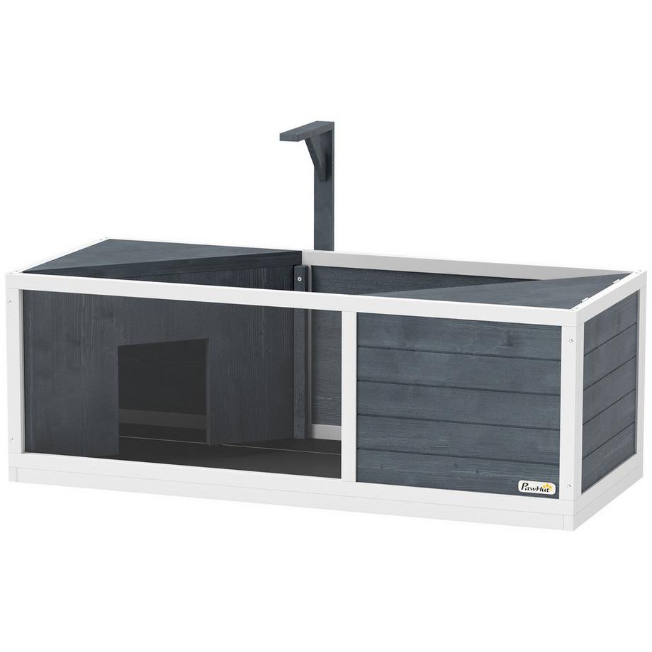 Northio  Schildkrötenhaus aus Holz, Schildkrötengehege mit zwei Haupthäusern, aufklappbarem Oberseite, Lichtständer, transparenter Frontplatte, 120 x 50 x 40 cm, Grau 