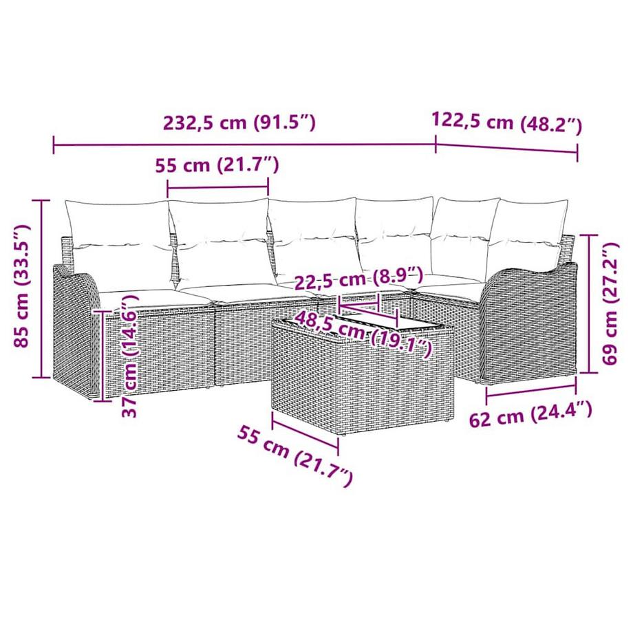 VidaXL Ensemble de canapé modulable poly rattan  
