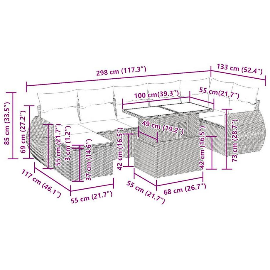 VidaXL Garten sofagarnitur poly-rattan  