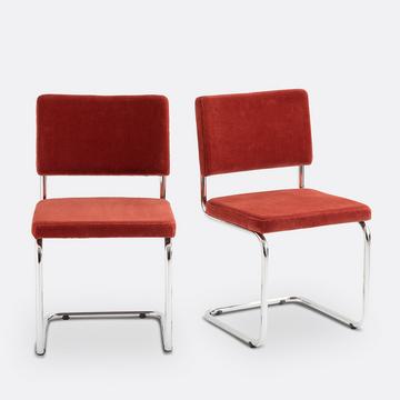 Lot de 2 chaises cantilever en velours