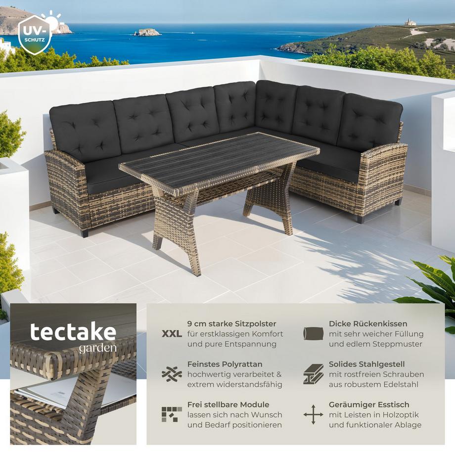 Tectake Rattan Lounge Catania für 6 Personen widerstandsfähig  