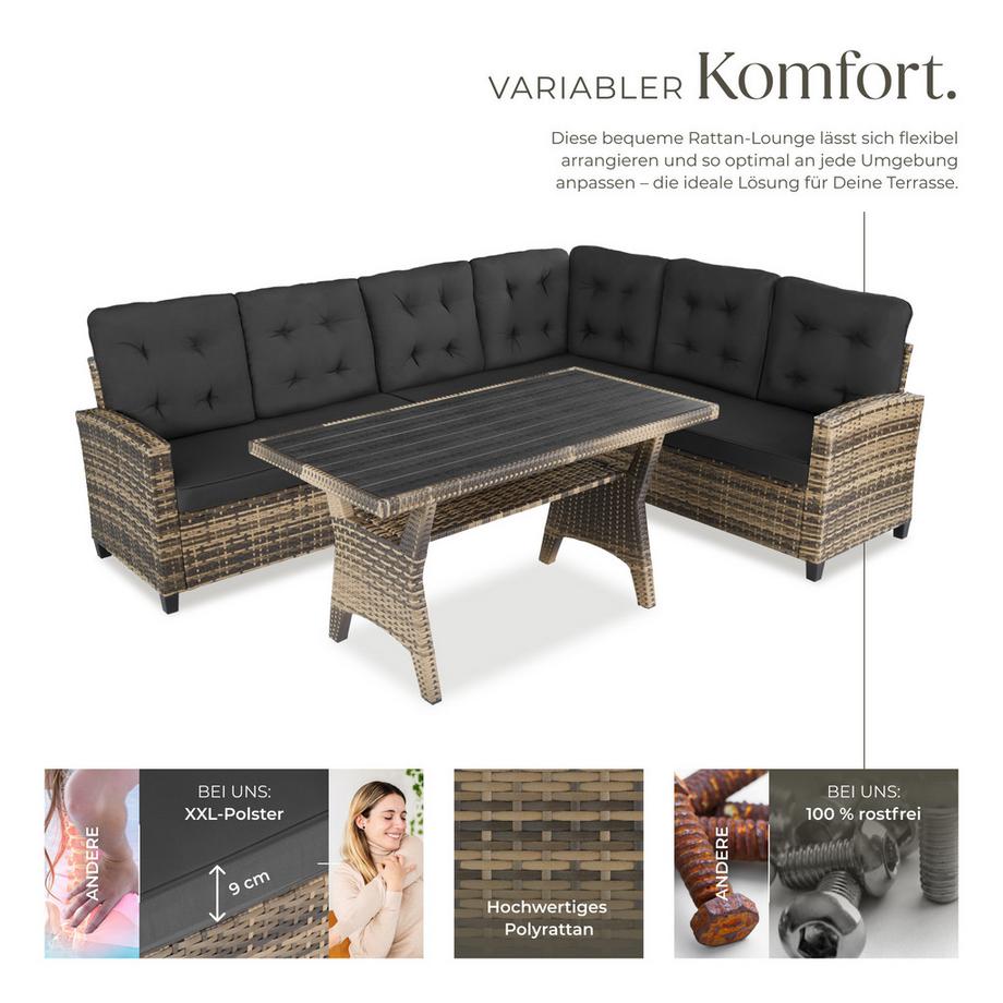 Tectake Rattan Lounge Catania für 6 Personen widerstandsfähig  