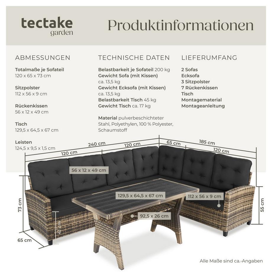 Tectake Rattan Lounge Catania für 6 Personen widerstandsfähig  