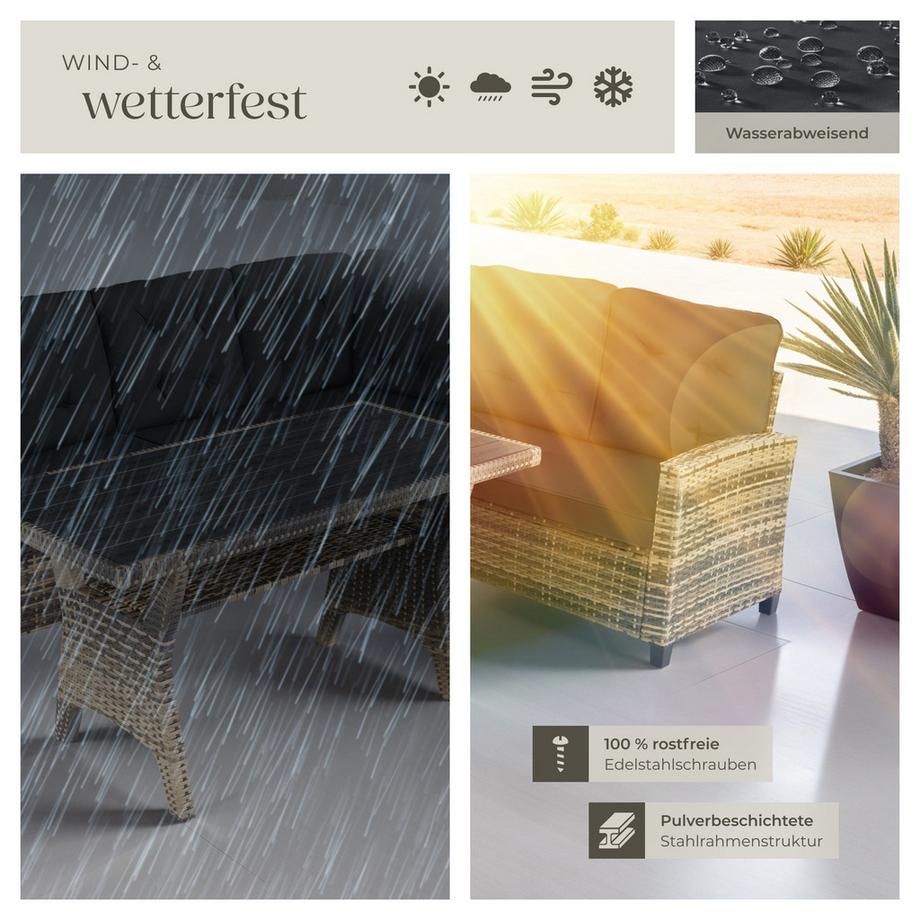 Tectake Rattan Lounge Catania für 6 Personen widerstandsfähig  
