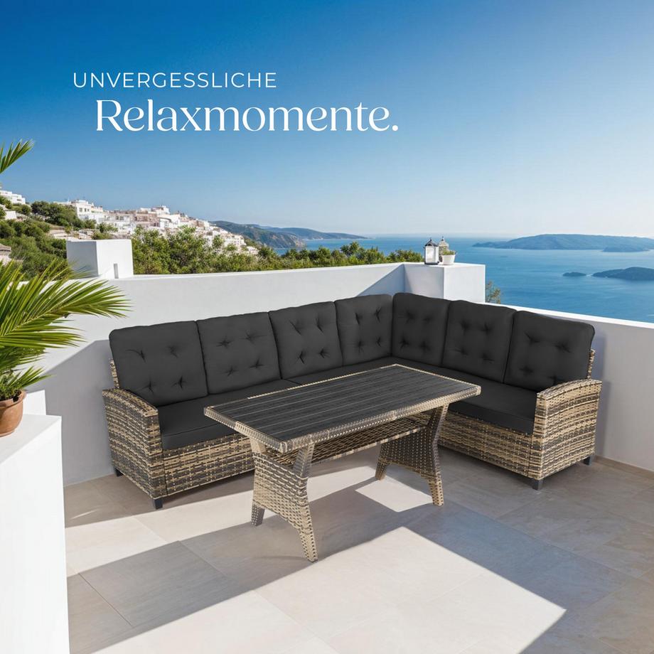 Tectake Rattan Lounge Catania für 6 Personen widerstandsfähig  