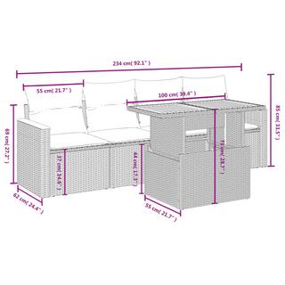 VidaXL Ensemble de canapés de jardin rotin synthétique  