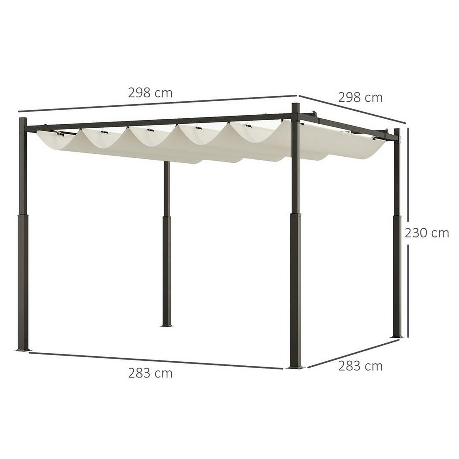 Northio Pergola ca. 3x3m Garten Pavillon, Terrassendachung aus Metall, Gartenpavillon mit verstellbares Dach, Freistehend, UV Schutz 30+, für Terrasse und Garten, Cremeweiß  