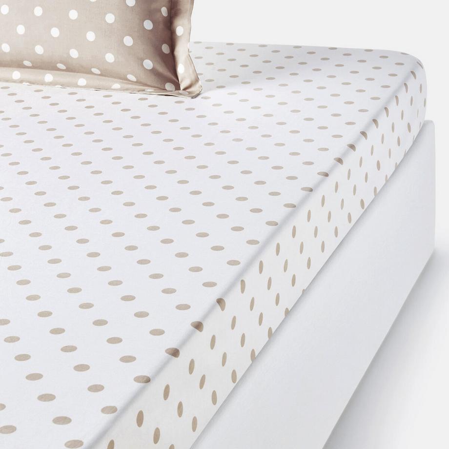 Drap housse pur coton imprimé pois