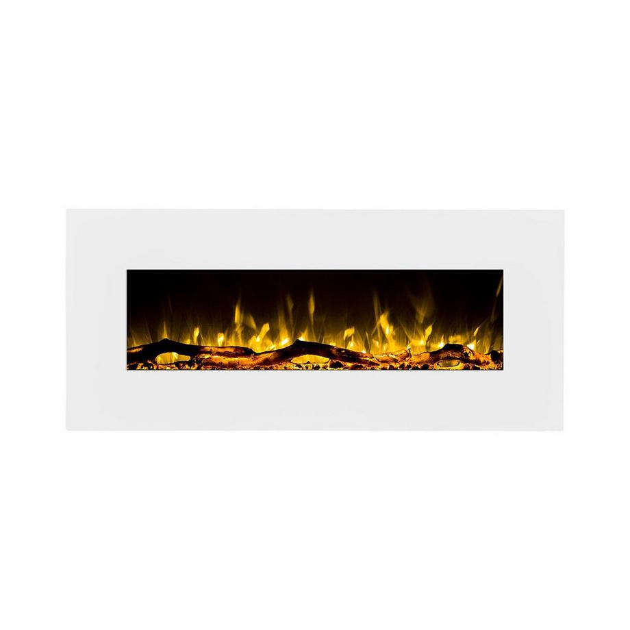 Vente-unique Caminetto elettrico da parete L110 x P14 x H49 cm Bianco - LALITA  