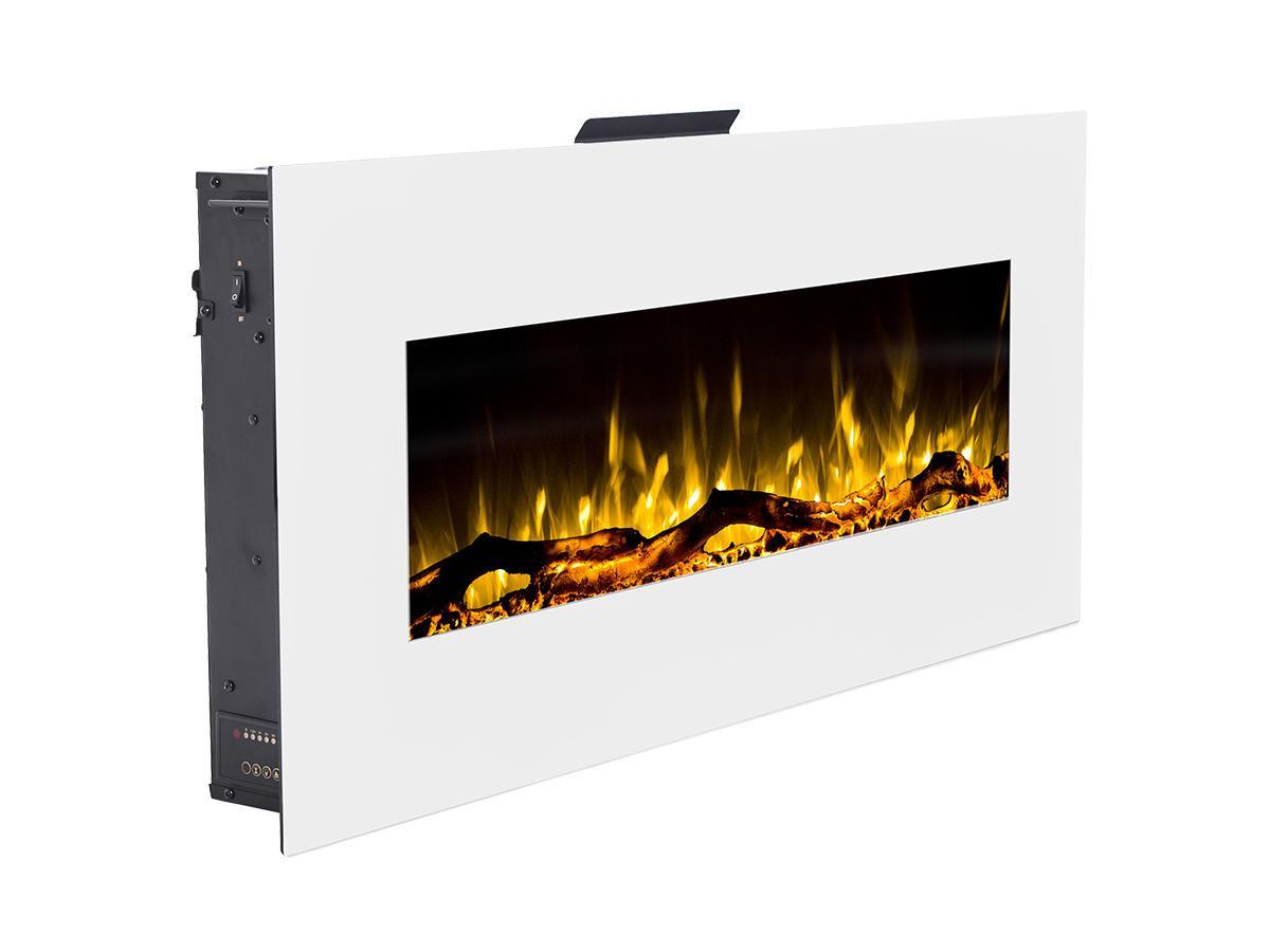 Vente-unique Caminetto elettrico da parete L110 x P14 x H49 cm Bianco - LALITA  