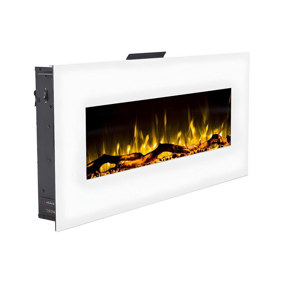 Vente-unique Caminetto elettrico da parete L110 x P14 x H49 cm Bianco - LALITA  