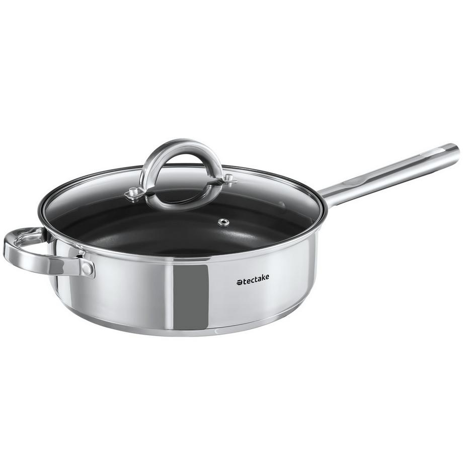 Tectake Batteria di pentole Torino 15 pezzi, in acciaio inossidabile, adatte per induzione  