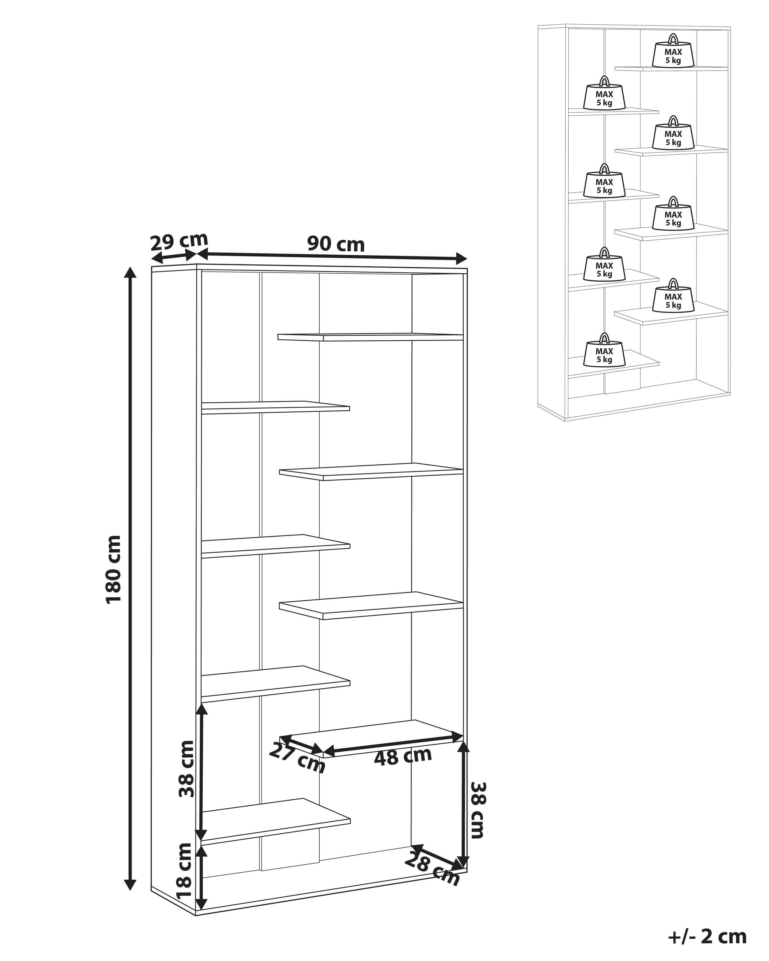 Beliani Bücherregal mit 8 Ebenen aus Faserplatte Skandinavisch FONTAS  