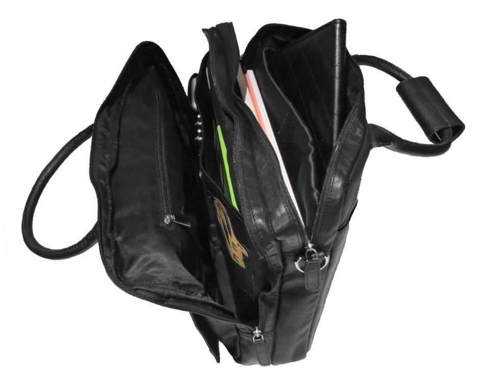 Dermata Lederwaren Sacoche pour ordinateur portable en cuir de vachette Nappa souple 40 cm  