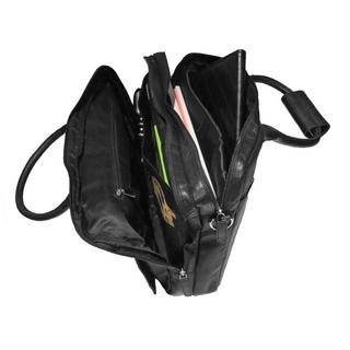 Dermata Lederwaren  Laptop-Tasche aus weichem Nappa Rindleder 40 cm Schwarz 