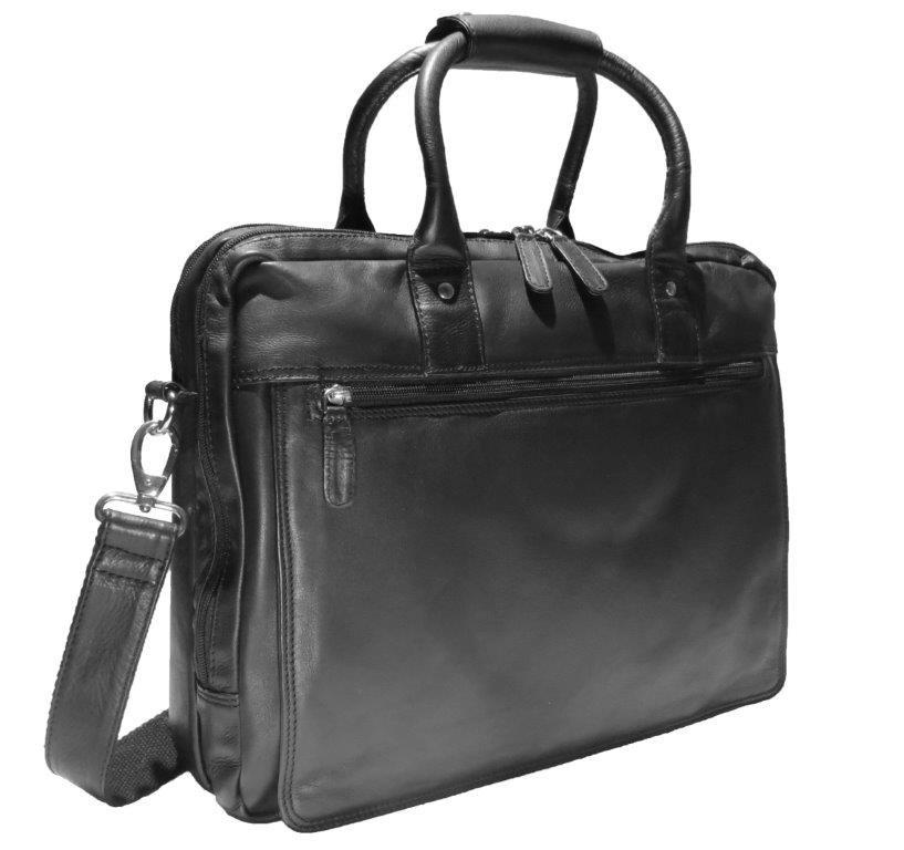 Dermata Lederwaren Sacoche pour ordinateur portable en cuir de vachette Nappa souple 40 cm  