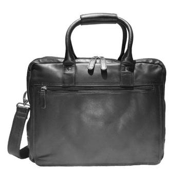 Laptop-Tasche aus weichem Nappa Rindleder 40 cm Schwarz