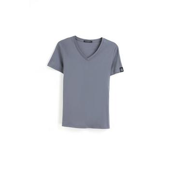 T-shirt in cotone con grande scollo a V 160G