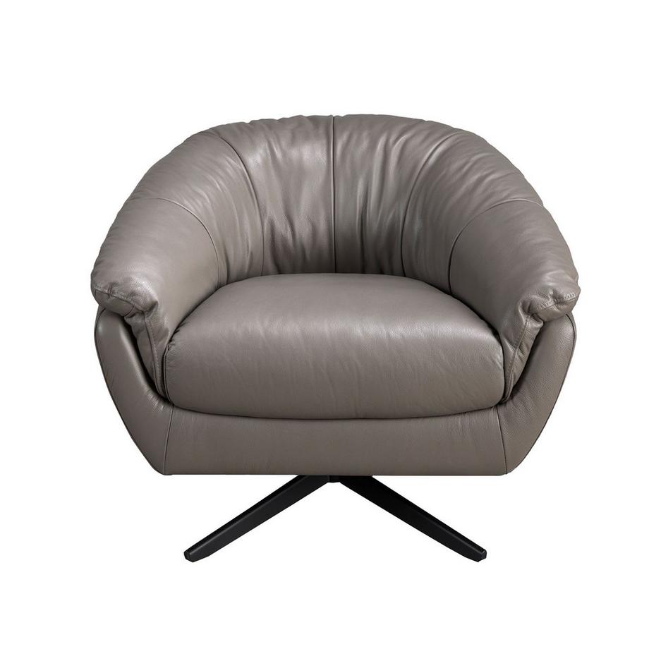 ANGEL CERDA Fauteuil pivotant en cuir gris  