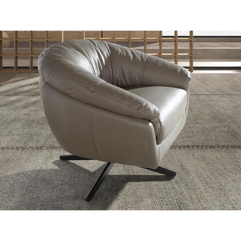 ANGEL CERDA Fauteuil pivotant en cuir gris  