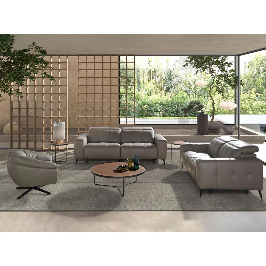 ANGEL CERDA Fauteuil pivotant en cuir gris  