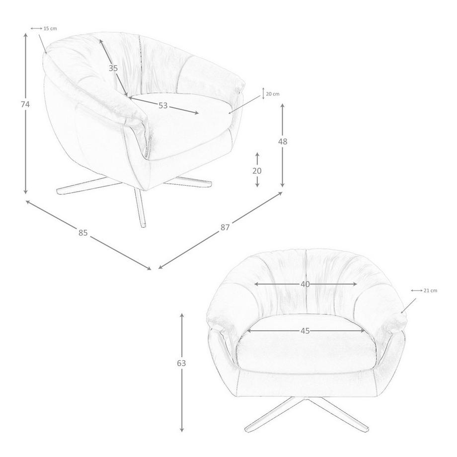 ANGEL CERDA Fauteuil pivotant en cuir gris  