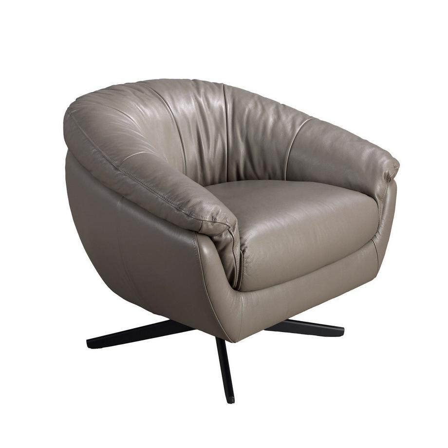 ANGEL CERDA Fauteuil pivotant en cuir gris  