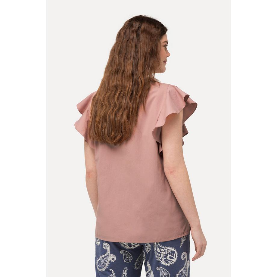 Ulla Popken Top Blusa Scollo V Cutout Schiena Senza Maniche  