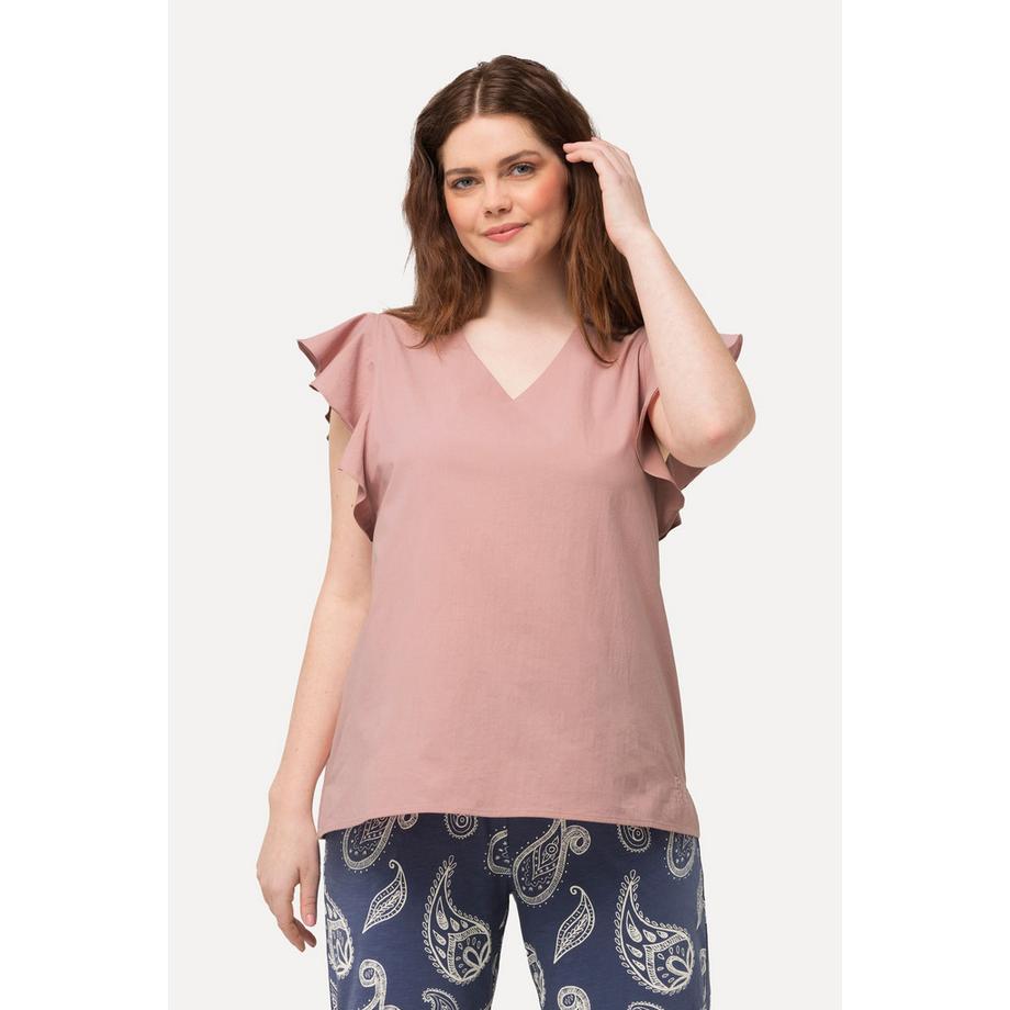 Ulla Popken Top Blusa Scollo V Cutout Schiena Senza Maniche  