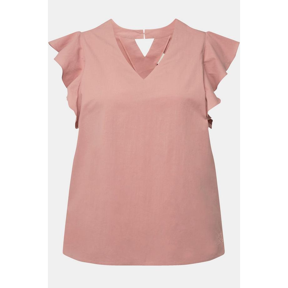Ulla Popken Top Blusa Scollo V Cutout Schiena Senza Maniche  