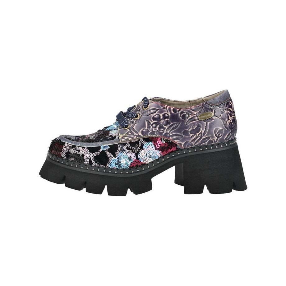 Laura Vita Derbies Plateforme Fleurs Paillettes  