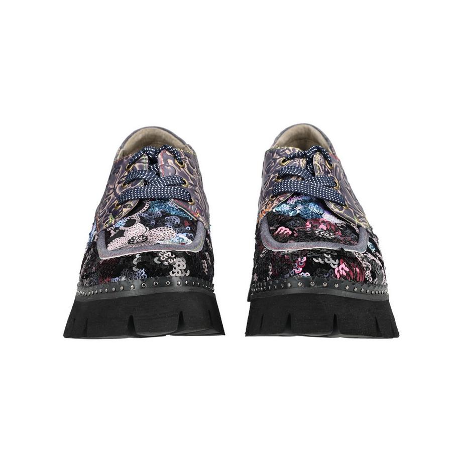 Laura Vita Derbies Plateforme Fleurs Paillettes  