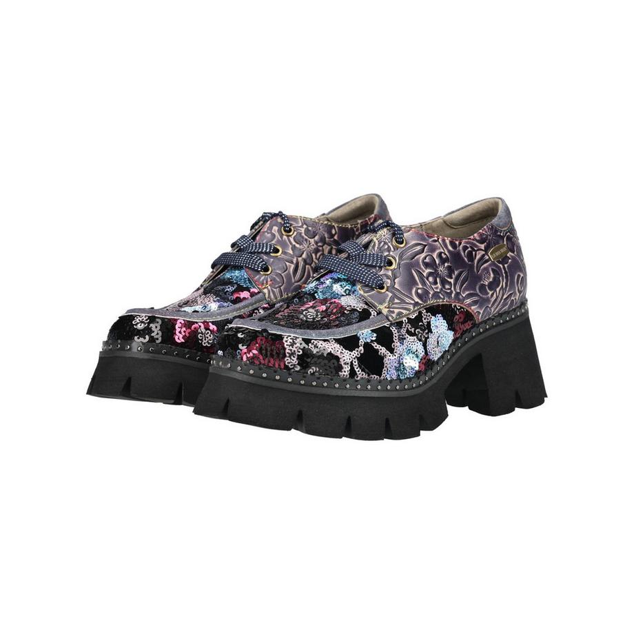 Laura Vita Derbies Plateforme Fleurs Paillettes  
