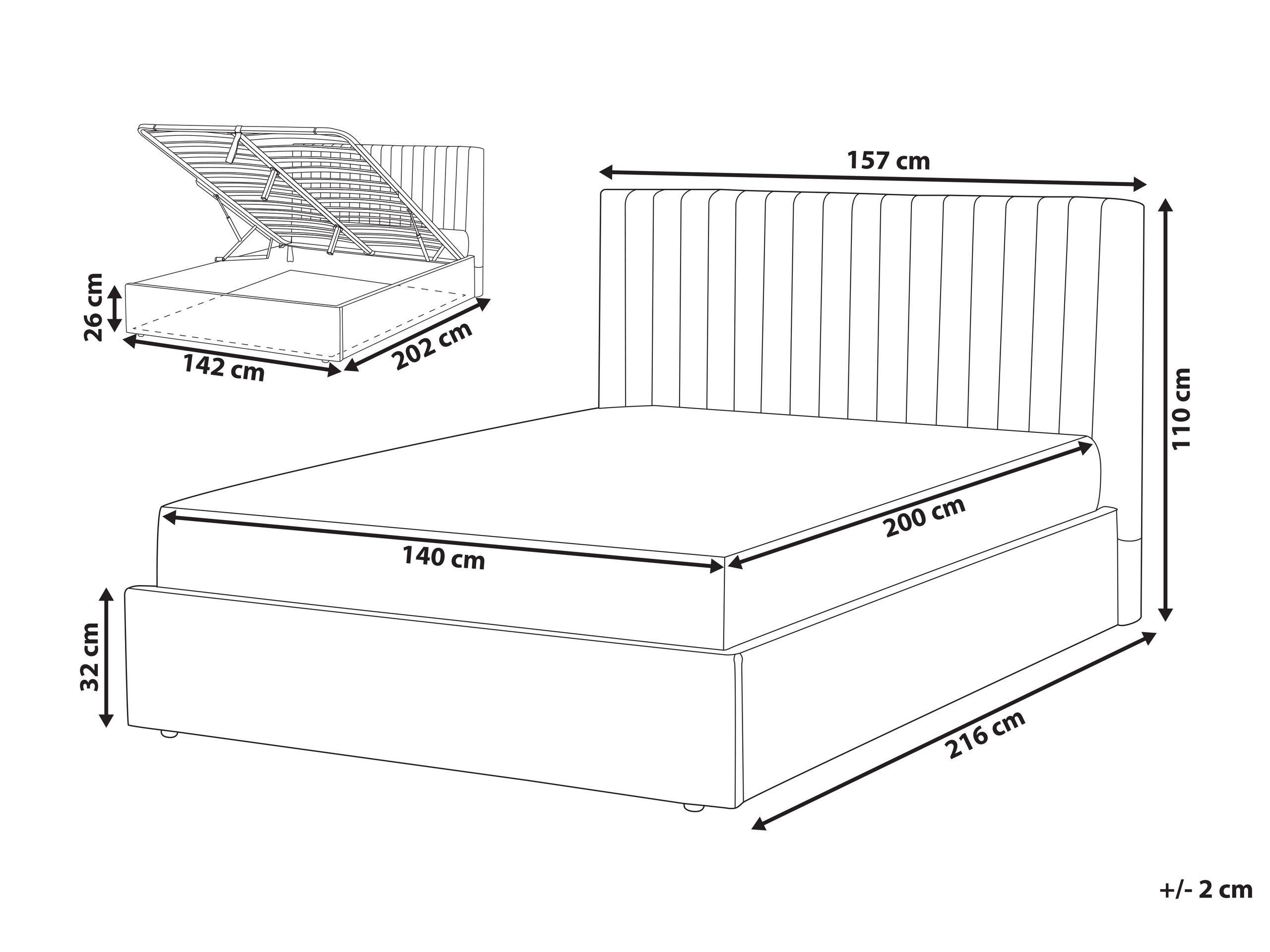 Beliani Letto contenitore en Velluto Moderno VION  