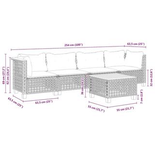 VidaXL Ensemble de canapés de jardin rotin synthétique  