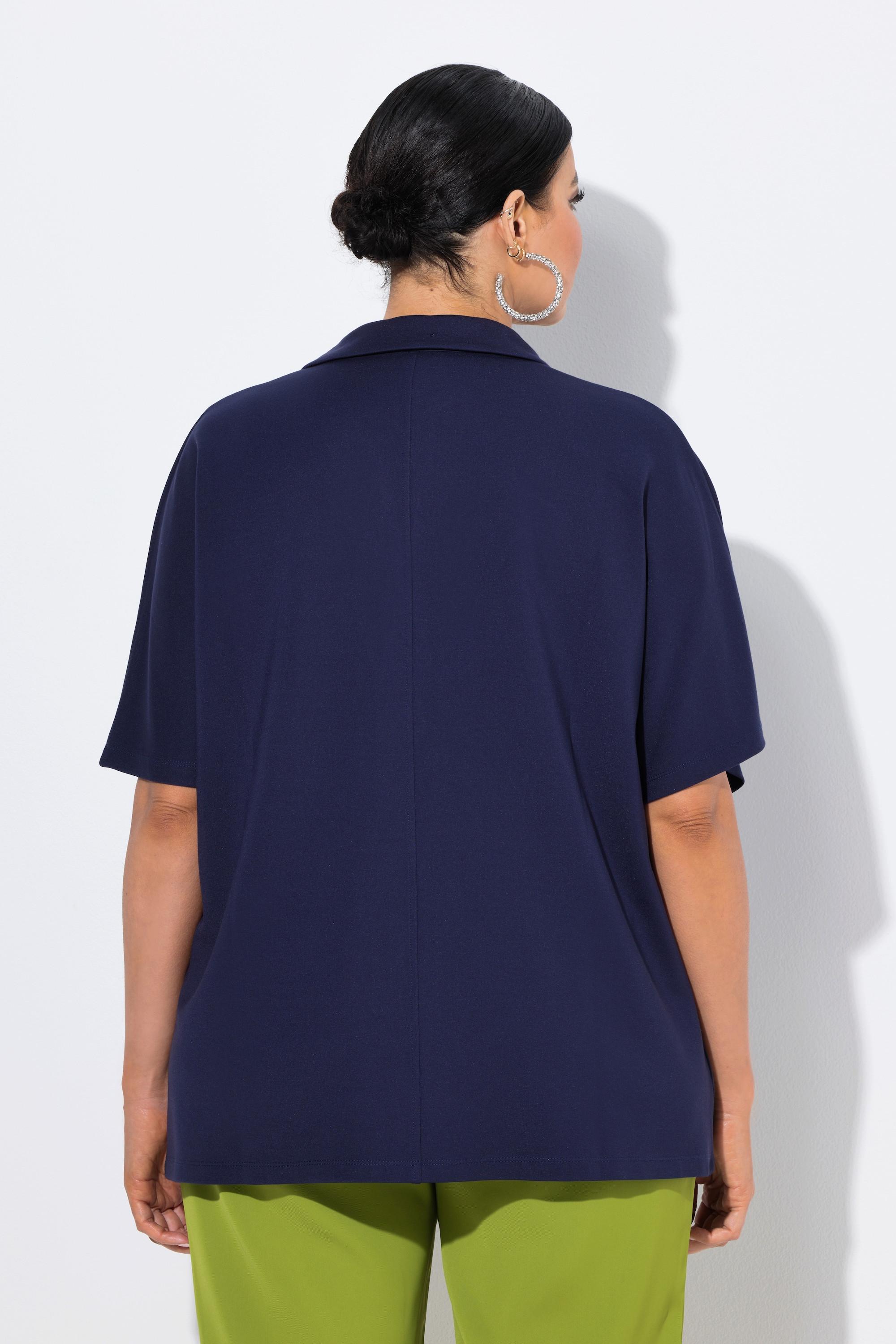 Ulla Popken Felpa oversize a mezza manica con collo a camicia  