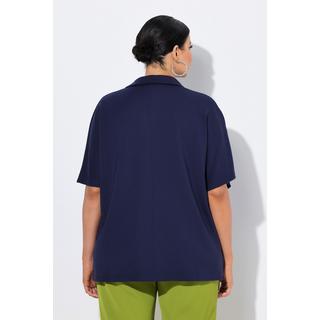 Ulla Popken Felpa oversize a mezza manica con collo a camicia  