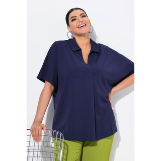 Ulla Popken Felpa oversize a mezza manica con collo a camicia  