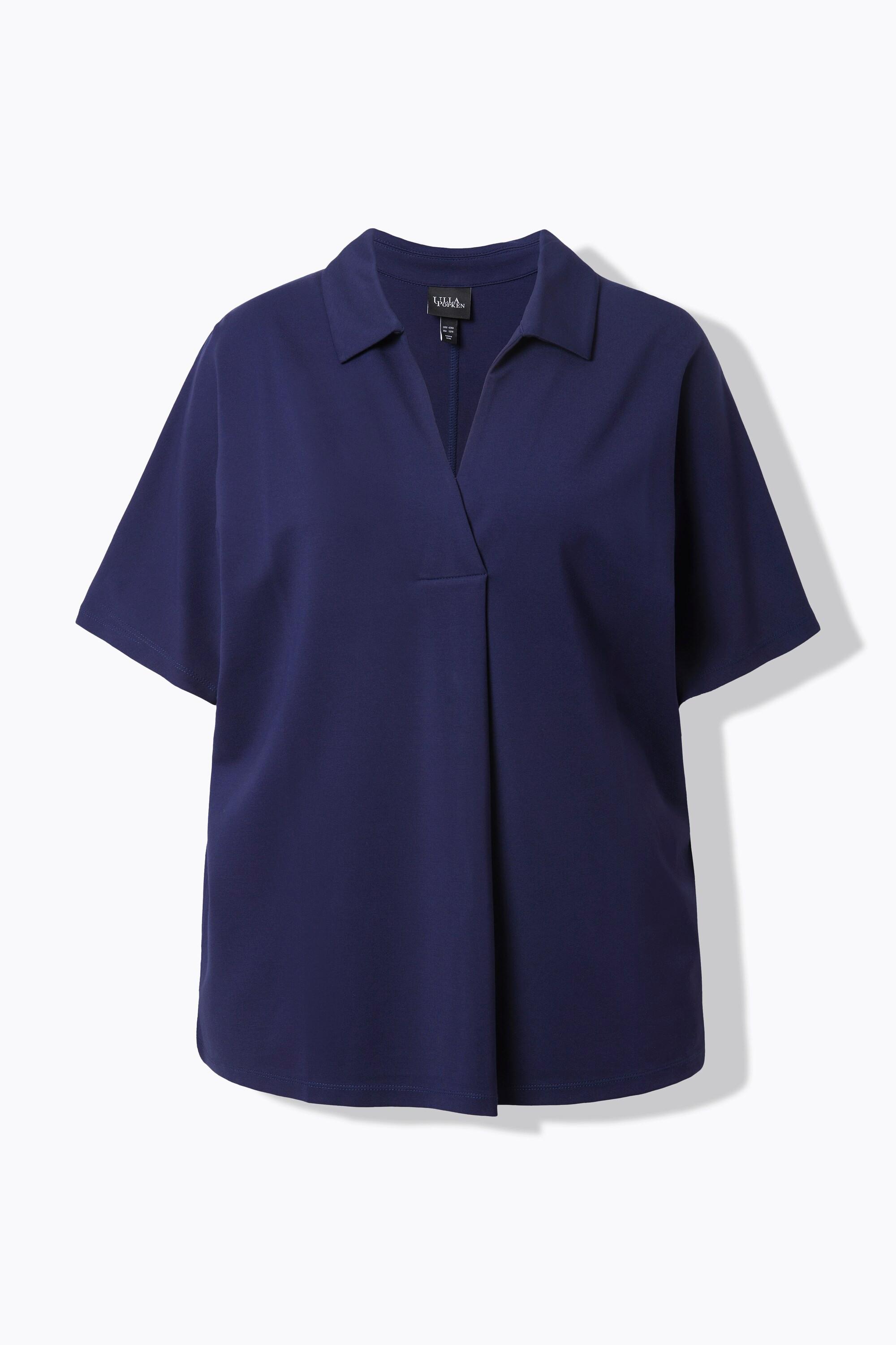 Ulla Popken Felpa oversize a mezza manica con collo a camicia  