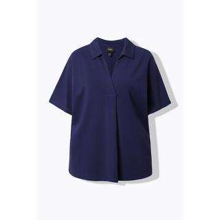 Ulla Popken Felpa oversize a mezza manica con collo a camicia  