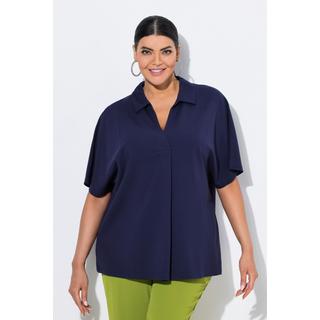 Ulla Popken Felpa oversize a mezza manica con collo a camicia  