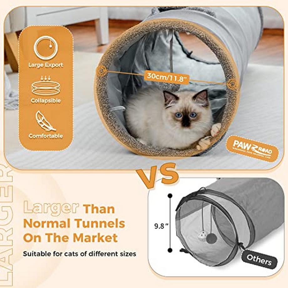 Alopini  Schöne faltbare Katzentunnel Katzenspielzeug mit Ball Rascheltunnel für Katzen Welphln Kaninchen 