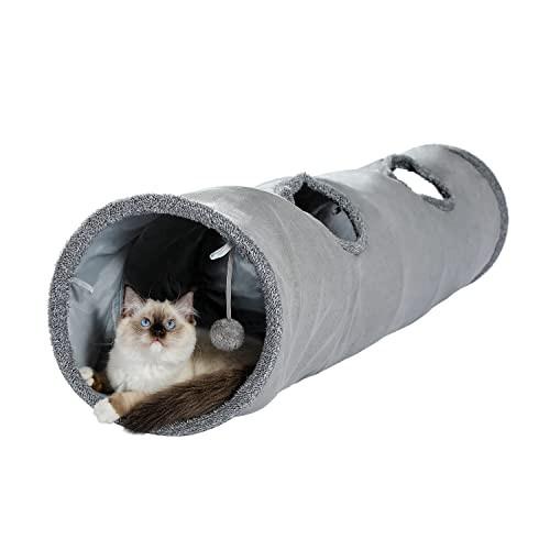 Alopini  Schöne faltbare Katzentunnel Katzenspielzeug mit Ball Rascheltunnel für Katzen Welphln Kaninchen 