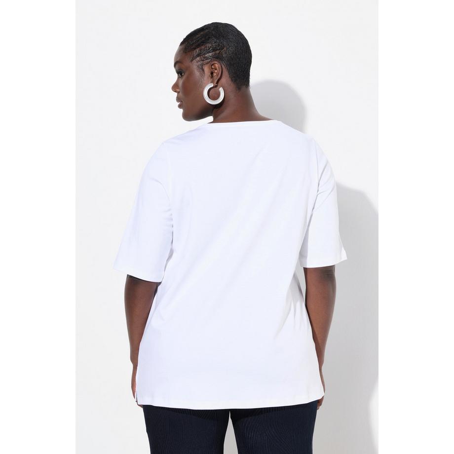 Ulla Popken T-shirt Applicazioni Scollo Rotondo Mezze Maniche Taglio Svasato  