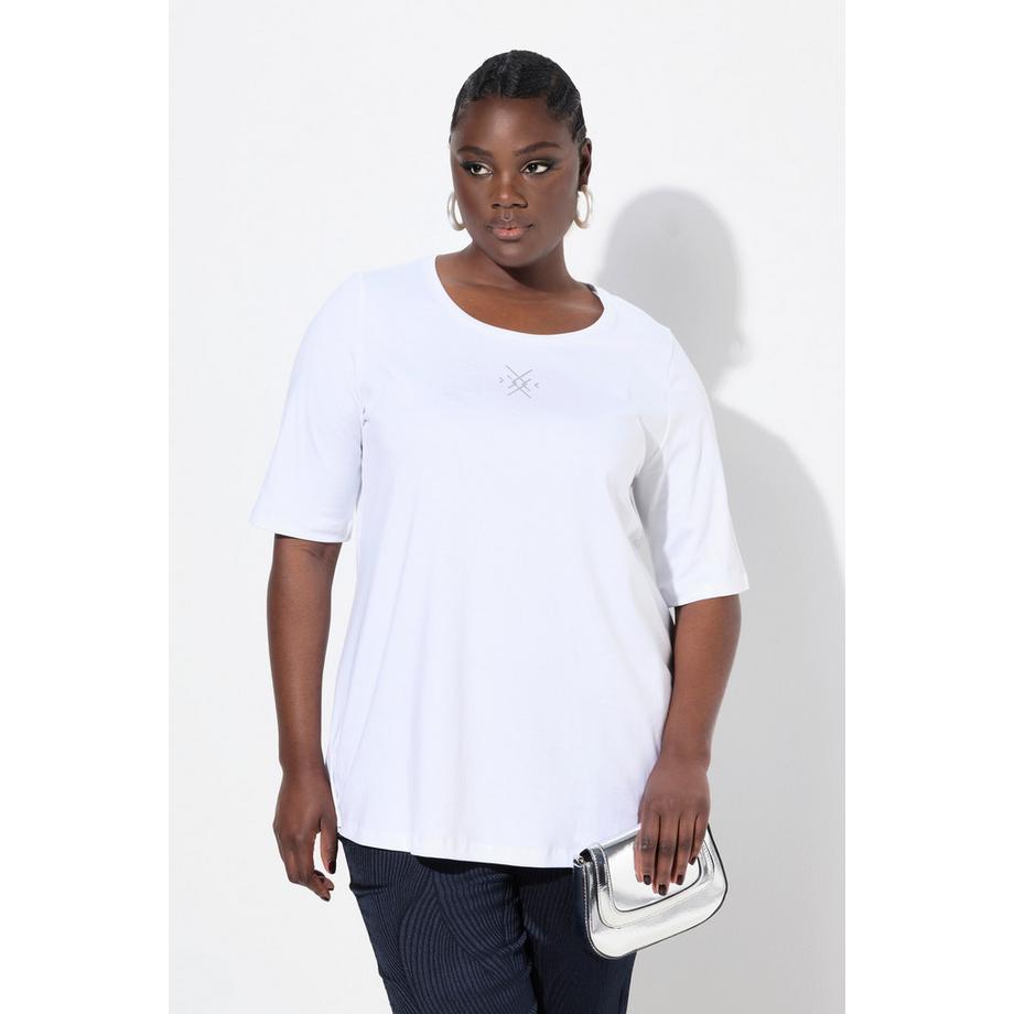 Ulla Popken T-shirt Applicazioni Scollo Rotondo Mezze Maniche Taglio Svasato  